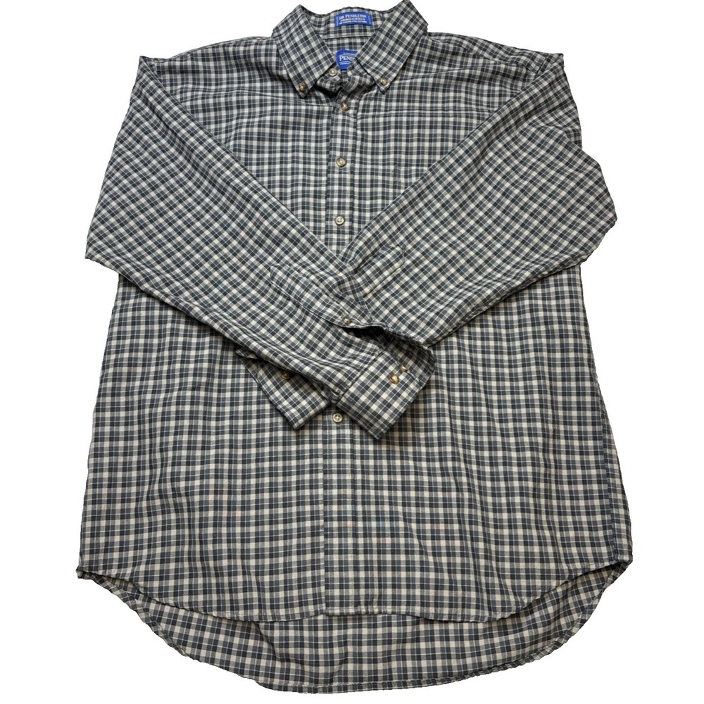 SIR PENDLETON 100% Worsted Wool Button Down Long Sleeve Plaid Shirt-Mens XL‎
